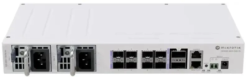 Коммутатор Mikrotik  100 Gigabit Indoor Switch, 2x 100 Gigabit QSFP28 Ports, 8x 25 Gigabit SFP28 Ports, 802.3 bt PoE-in, dual hot-swap power supplies CRS510-8XS-2XQ-IN CRS510-8XS-2XQ-IN