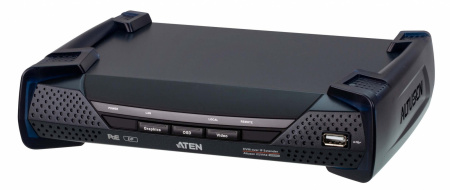 Удлинитель-передатчик ATEN KVM USB HDMI+AUDIO+RS232, 10км при прямом подкл через SFP модуль/неогранич, через switch, 1xUTP Cat5e, DP+4xUSB A-тип+2xMINI JACK+DB9+SFP, 9xF+M, спец,шнур, PoE, (макс,разр,3840x2160) KE9952R-AX KE9952R-AX