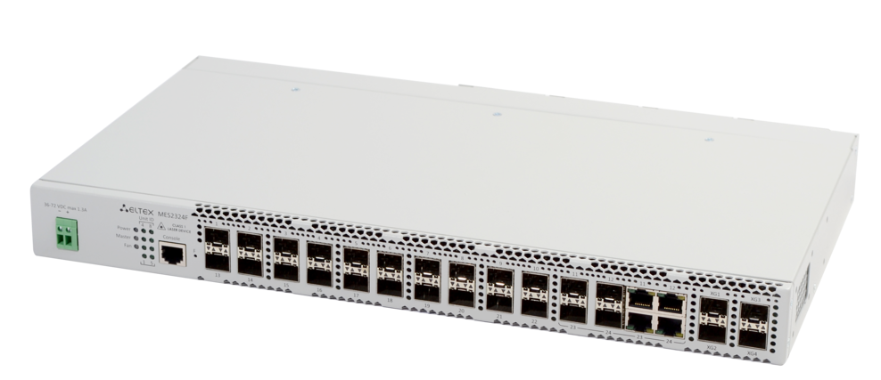 Коммутатор Eltex  24 порта 1000Base-X (SFP), 4*10GBase-R (SFP+)/1000Base-X (SFP), L3, 48V DC MES2324F_DC MES2324F_DC #1