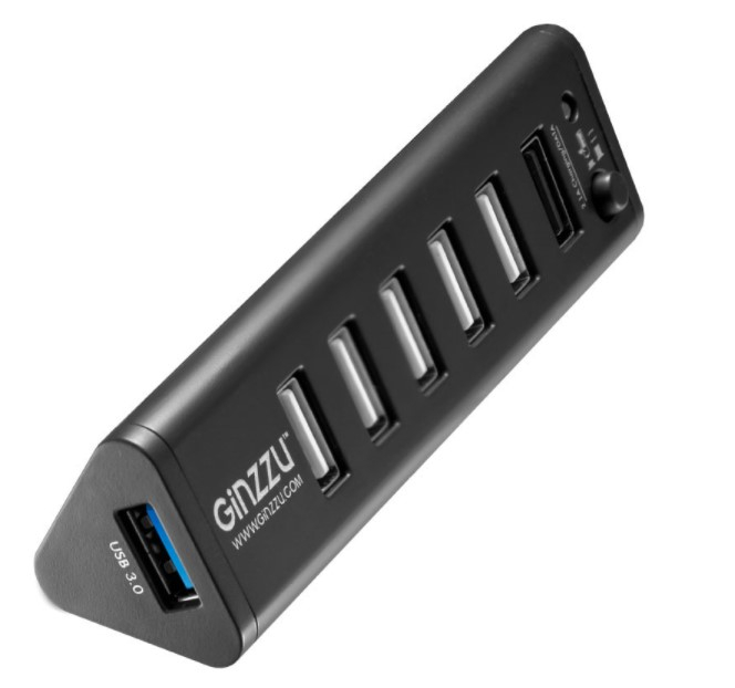 Концентратор USB Ginzzu  USB 3.0/2.0 Ginzzu GR-315UB, 7 портов (1xUSB3.0+6xUSB2.0)  GR-315UB GR-315UB