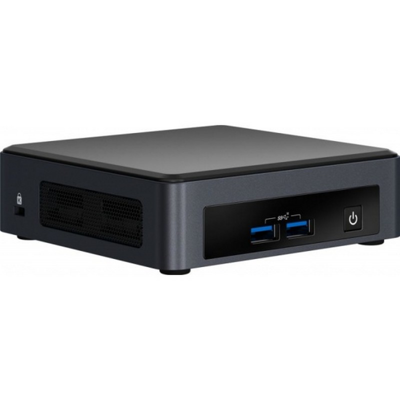 Неттоп Intel BKNUC8I3PNH Nettop NUC, Core i3-8145U, 3.9 GHz Turbo, DDR4-2400 SODIMM (up to 32Gb max), VGA UHD Graphics 620 (USB-C(DP1.2)+2xHDMI 2.0a), 4xUSB3.1, 1x m.2 SSD, 1x2.5HDD, GBL, WiFi+BT, SDXC slot, Black,VESA, no powercord, IR-port, Kensing BKNUC8I3PNH