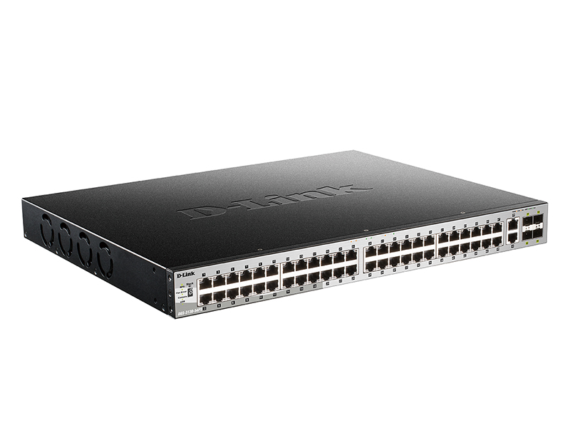 Коммутатор D-Link L3 Managed Switch with 48 10/100/1000Base-T ports and 2 10GBase-T ports and 4 10GBase-X SFP+ ports (48 PoE ports 802.3af/802.3at (30 W), PoE Budget 370W, PoE Budget with RPS DPS-700 740W) DGS-3130-54PS/A1A DGS-3130-54PS/A1A