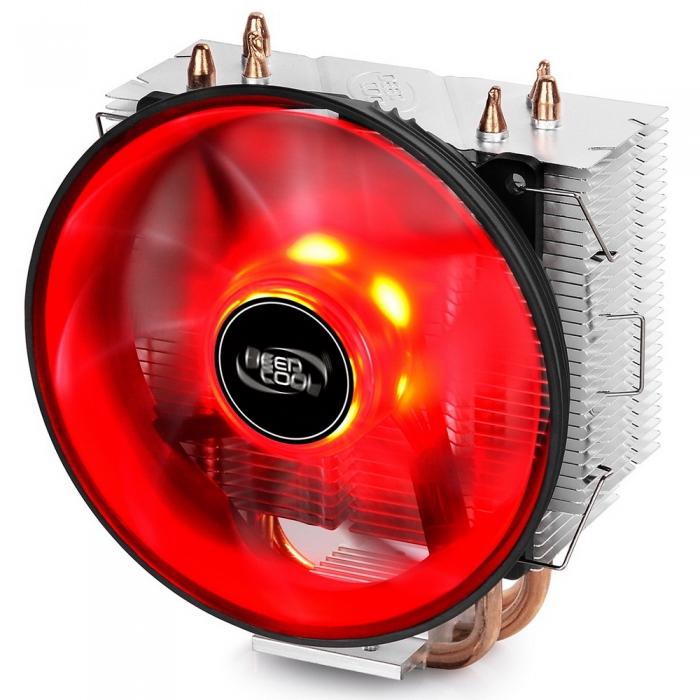 Вентилятор DEEPCOOL GAMMAXX 300 RED LGA1366/1156/55/51/50/775/FM2+/FM2/FM1/AM3+/AM3/AM 2+/AM2/AM4 (24шт/кор, TDP 130Вт, PWM, Red Led, 3 тепл GAMMAXX 300R GAMMAXX 300R