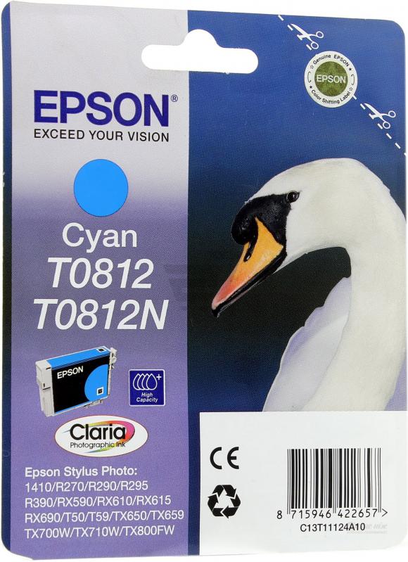 Картридж струйный Epson C13T11124A10 cyan для Epson R270/290/RX590 C13T11124A10