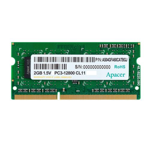 Модуль памяти Apacer 2GB DDR3 1600 SO DIMM Non-ECC, CL11, 1.5V, 1R, 256x8, RTL (887115) DS.02G2K.HAM DS.02G2K.HAM