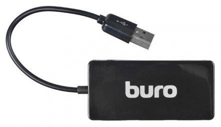 Концентратор USB 2.0 Buro 4порт. черный BU-HUB4-U2.0-SLIM BU-HUB4-U2.0-SLIM