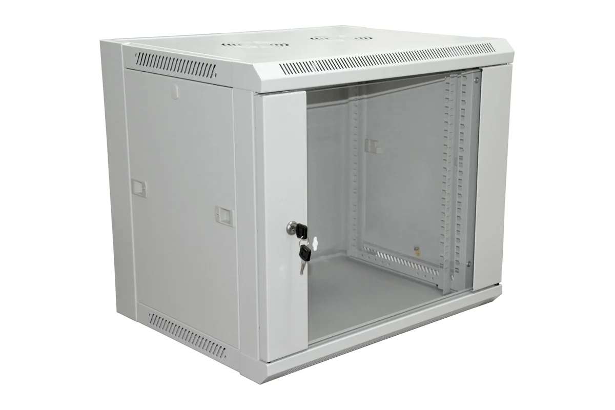 Шкаф Rexant 19" Настенный   6U 600×450×370 мм (ШxГxВ) - передняя дверь стекло, боковые стенки съемные (разобранный), RAL 7035 04-2200 04-2200