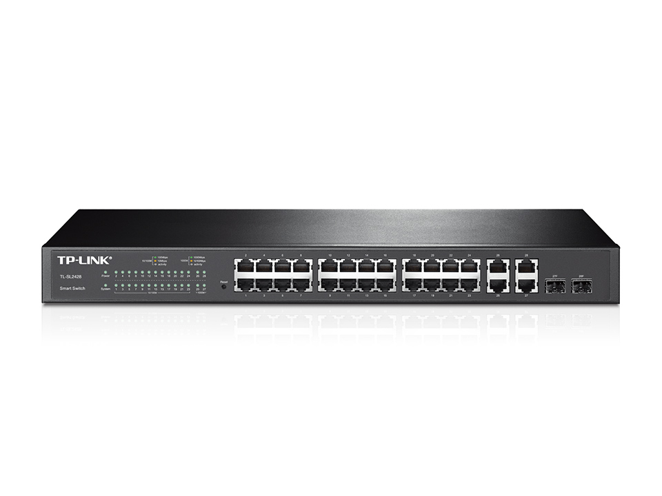 Коммутатор TP-Link Web-smart, 2410/100, 4*10/100/1000, 2 combo, VLAN на базе тэга TL-SL2428 TL-SL2428