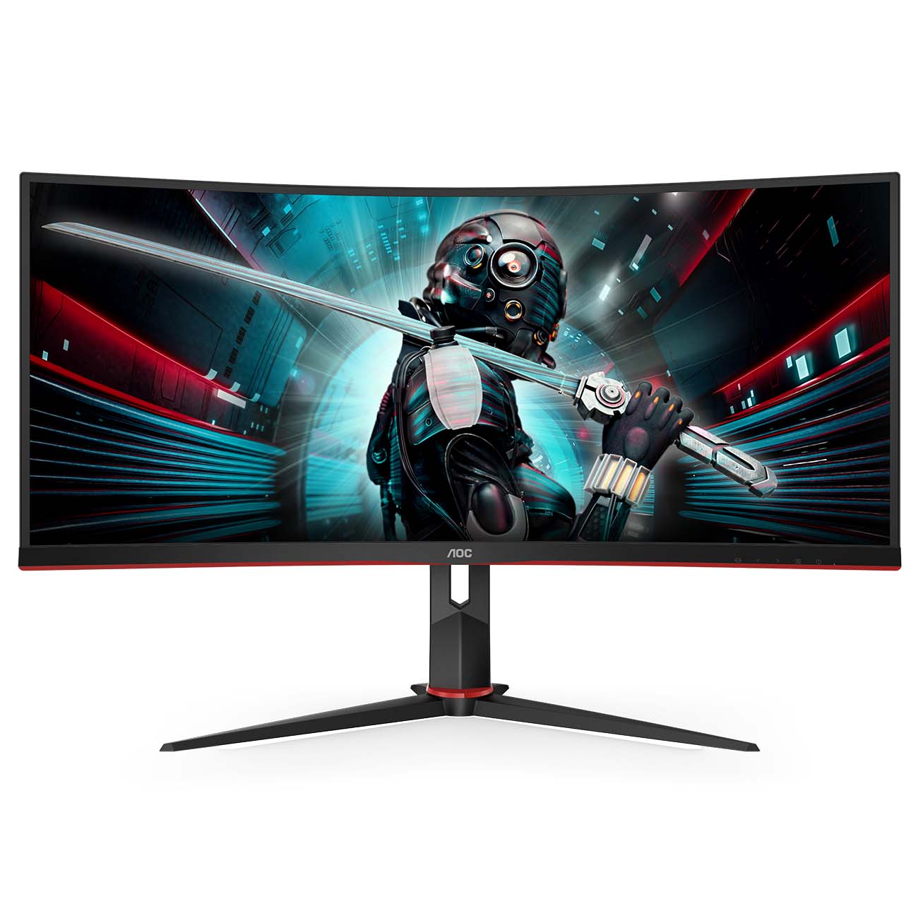 Монитор AOC 34" Gaming CU34G2 Curved 1500R 3440x1440@100Hz VA LED 21:9 1ms 2*HDMI DP 4*USB3.0 80M:1 178/178 300cd HAS Tilt Swivel Black-Red CU34G2/BK CU34G2/BK