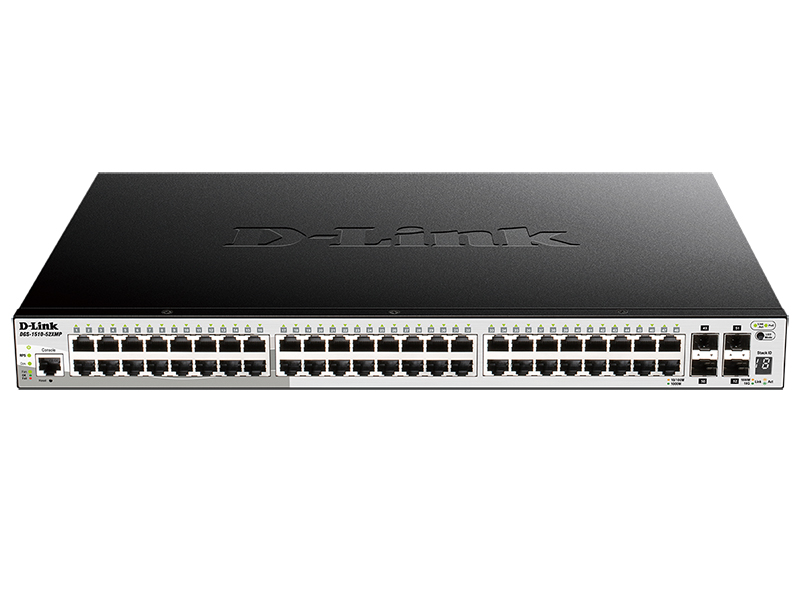 Коммутатор D-Link L2+ Smart Switch with 48 10/100/1000Base-T ports and 4 10GBase-X SFP+ ports (48 PoE ports 802.3af/802.3at (30 W), PoE Budget 370W, PoE Budget with RPS DPS-700 740W) DGS-1510-52XMP/A1A DGS-1510-52XMP/A1A