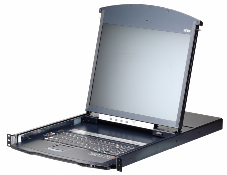 Переключатель электрон., KVM,  1 local user USB/VGA/DVI-D консоль LCD 19"+32 IP user =>16 cpu (PS2/USB/Sun+VGA)/RS232, без модулей, 1920x1200 60Hz (50м/IP), 1U 19", исп.спец.модули и UTP, OSD, не каскад (KL1116VN-AXA-RG) KL1116VN-AXA-RG