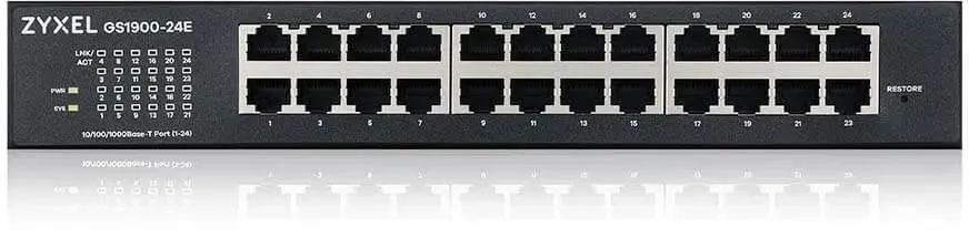 Коммутатор Zyxel  Smart L2  GS1900-24E, rack 19", 24xGE, настольный, бесшумный GS1900-24E-EU0103F GS1900-24E-EU0103F
