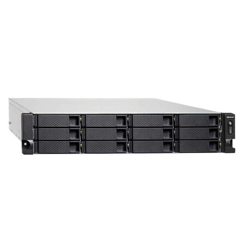 Сетевой RAID-накопитель QNAP 12-Bay Intel Core i3-8100 4-core 3.6 GHz, 4 GB UDIMM DDR4 (1 x 4GB), 12x 2.5"/3.5" SATA HDD/SSD, 4 GbE LAN, 2 x 10GbE SFP+, 2xPSU , 2U rackmount. W/o rail kit RAIL-B02 TVS-1272XU-RP-i3-4G TVS-1272XU-RP-i3-4G