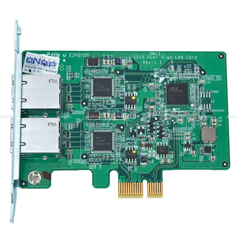 Сетевая карта QNAP расширения с двумя портами Gigabit Ethernet LAN-1G2T-I210 LAN-1G2T-I210