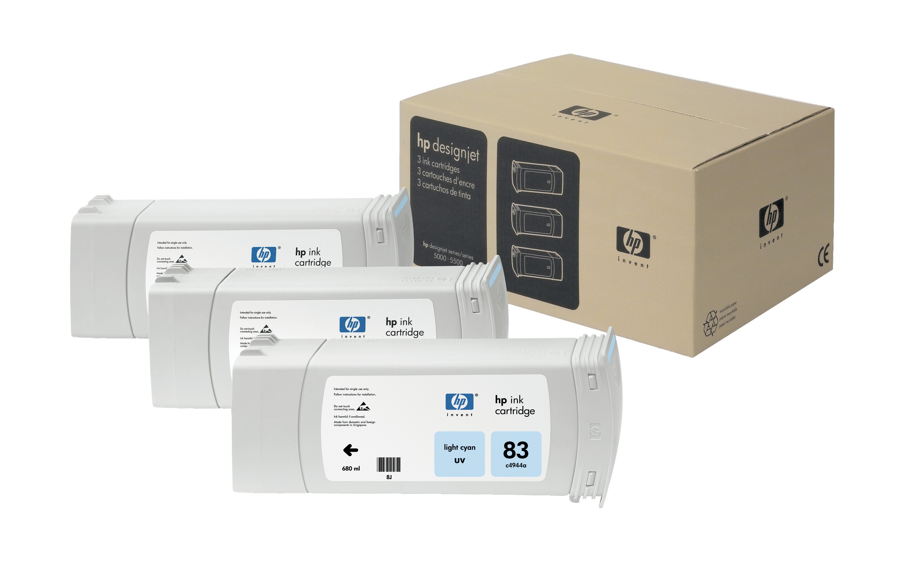 Картридж HP 83 Light Cyan UV для Designjet 5000/5000ps/5500/5500ps 3x680-ml C5076A C5076A