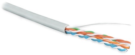 Кабель витая пара, Hyperline неэкранированная U/UTP, категория 5e, 4 пары (24 AWG), одножильный (solid), PVC, -20°C – +70°C, серый - гарантия: 15 лет компонентная, 25 лет системная UUTP4-C5E-S24-IN-PVC-GY-100 UUTP4-C5E-S24-IN-PVC-GY-100