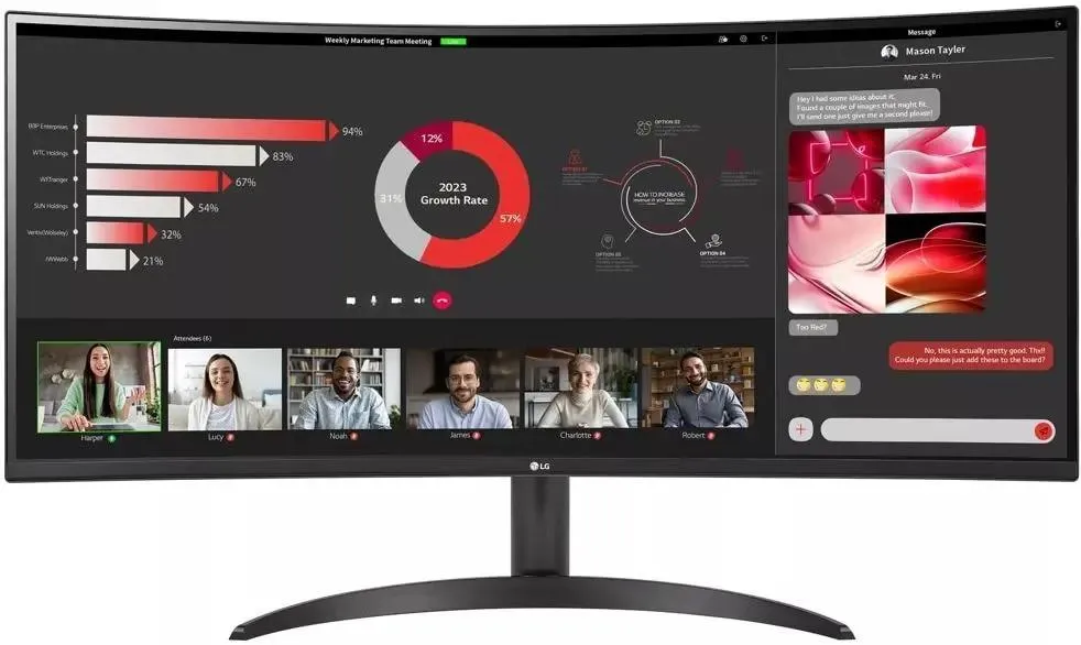 Монитор LG 34WR50QC-B LCD 34" UltraWide VA Curved 3440x1440 100Hz 5ms 300cd 21:9 178/178 FreeSync 2xHDMI DisplayPort HDR10 VESA 34WR50QC-B.ARUZ 34WR50QC-B.ARUZ #1