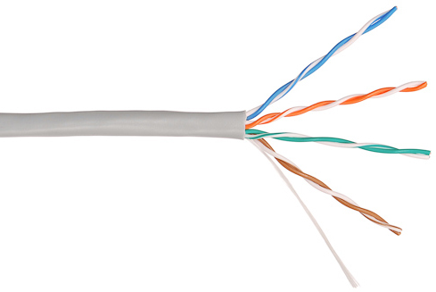 Кабель NIKOLAN U/UTP 4 пары, Кат.5e, одножильный, 24AWG (0,50мм), внутр., серый, 305м (NKL 4100A-GY) NKL 4100A-GY