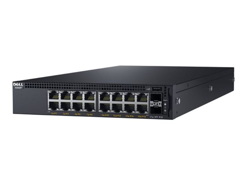 Коммутатор Dell EMC X1018P с веб-интерфейсом, 16 портов 1GbE PoE и 2 порта 1GbE SFP, 3YPSNBD X1018P-AEIL-01 X1018P-AEIL-01