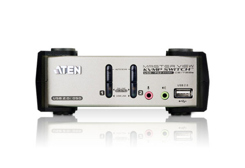 KVM переключатель ATEN USB&PS/2 Switch 2 порта, USB HUB, кабели в комплекте CS-1732B-C CS-1732B-C