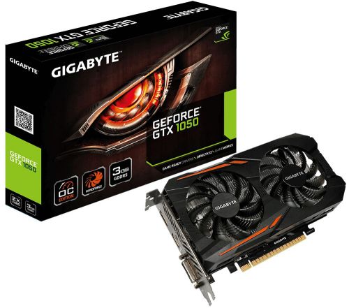 Видеокарта Gigabyte PCI-E nVidia GeForce GTX 1050 3072Mb 96bit GDDR5 1442/7008 DVIx1/ HDMIx1/ DPx1/ HDCP Ret GV-N1050OC-3GD GV-N1050OC-3GD