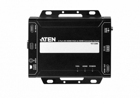 Конвертер ATEN VGA/HDMI+AUDIO>HDMI, HD-DB15+HDMI+MINI-JACK>HDMI, Female, Б,П, 5,3V, (3840x2160 30Hz 4:2:0;DDC2B;1080p) VC1280-AT-G VC1280-AT-G