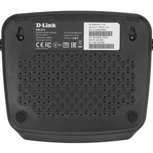 Маршрутизатор D-Link Wireless N300 Router with 1 10/100Base-TX WAN port, 4 10/100Base-TX LAN ports. 802.11b/g/n compatible, 802.11n up to 300Mbps,1 10/100Base-TX WAN port, 4 10/100Base-TX LAN ports NAT, DHCP server/relay DIR-615/X1A DIR-615/X1A