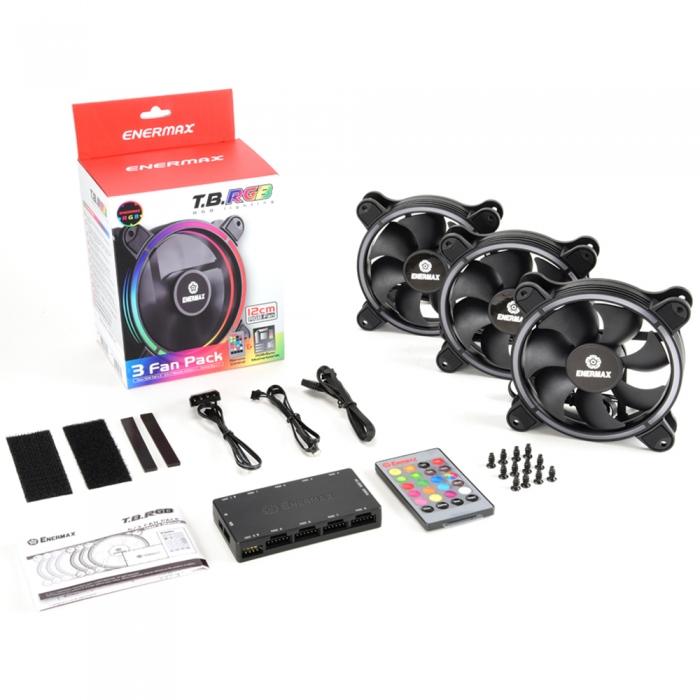 Вентилятор Enermax FAN 120mm, комплект из 3 шт, RGB, 500-1500rpm, 13.71-47,53CFM, 14-22dBA, RTL UCTBRGB12-BP3 UCTBRGB12-BP3