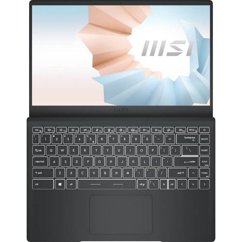 Ноутбук MSI Modern 14 B11M-034RU 14"(1920x1080 (матовый) IPS)/Intel Core i7 1165G7(2.8Ghz)/8192Mb/512PCISSDGb/noDVD/Int:UMA/Cam/BT/WiFi/war 1y/1.3kg/Onyx Black/W10 9S7-14D214-034 9S7-14D214-034
