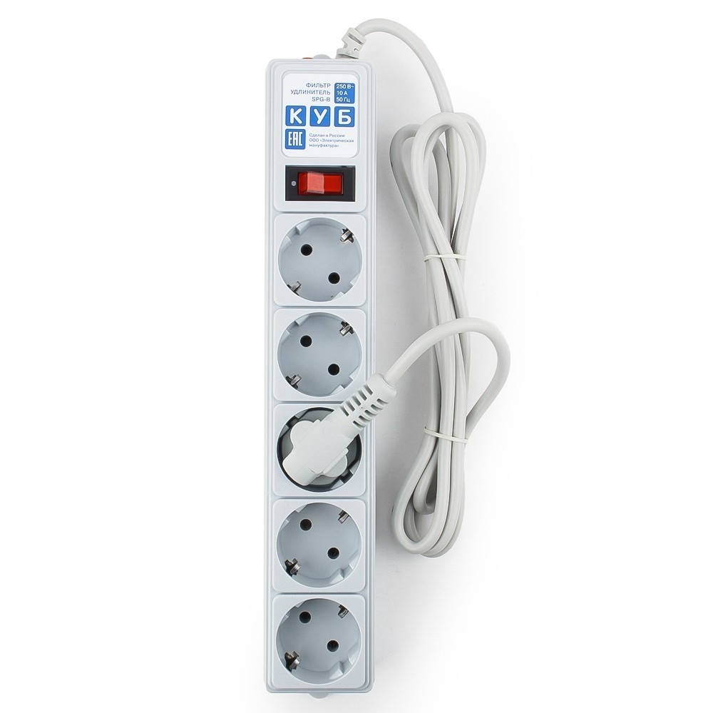 Сетевой фильтр Power Cube SPG-B-6Ext 1.9м (5 розеток) серый SPG-B-6Ext