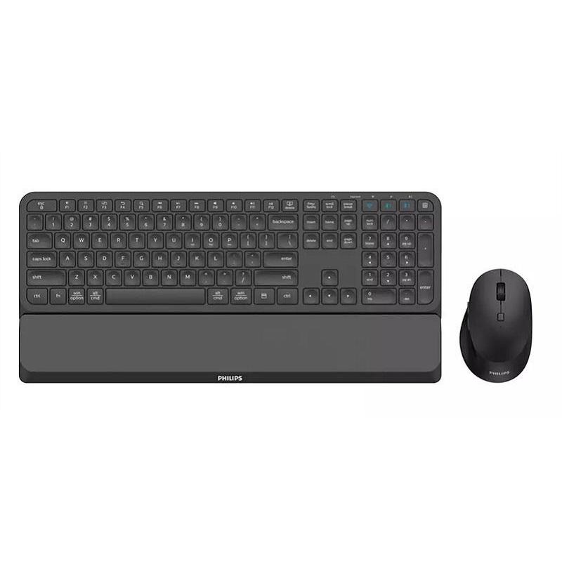 Комлект Philips SPT6607B (Клавиатура SPK6607B+Мышь SPK7607B) 2,4 GHz, Bluetooth 3.0/5.0 Black 110 клав/7 кнопки 800-3200dpi, русская заводская раскладка, чёрный SPT6607B/87 SPT6607B/87