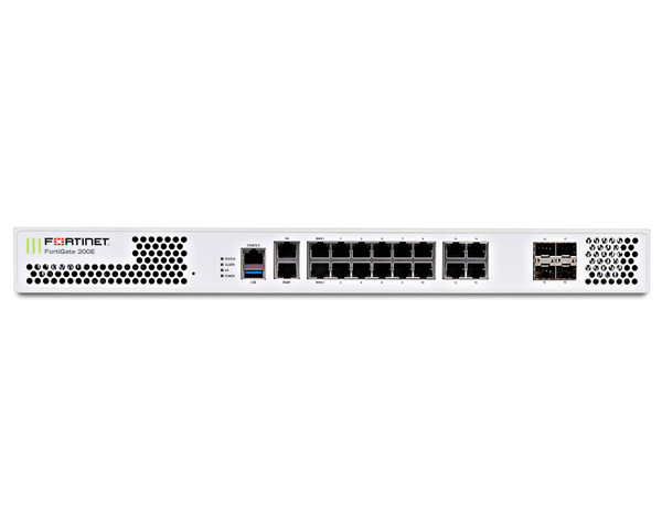 Межсетевой экран Fortinet FortiGate-201E 18 x GE RJ45 (including 2 x WAN ports, 1 x MGMT port, 1 X HA port, 14 x switch ports), 4 x GE SFP slots, SPU NP6Lite and CP9 hardware accelerated, 480GB onboard SSD storage. FG-201E FG-201E