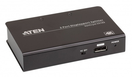Разветвитель ATEN Video Splitter, DisplayPort, 1> 2 монитора/port/порта,  15 метр,, F, без шнуров, Б,П,220> 5,3V, (до 4096x2160/3840x2160 60Hz;HDCP 1,3;DisplayPort 1,2a;HDTV 480p/720p/1080i/1080p;подд,режимов MST/Extend и SST/Split;HBR2;5 лет гар;ЗАК VS192-AT-G