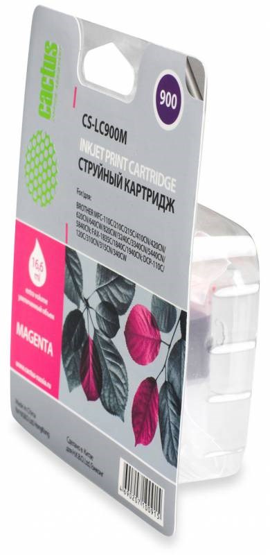 Картридж Cactus струйный CS-LC900M пурпурный для Brother DCP-110/115/120/MFC-210/215/FAX-1840 (16.6м CS-LC900M CS-LC900M