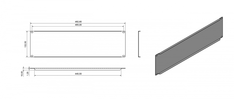 Hyperline BPV-3-RAL9005 Фальш-панель на 3U, цвет черный (RAL 9005) BPV-3-RAL9005