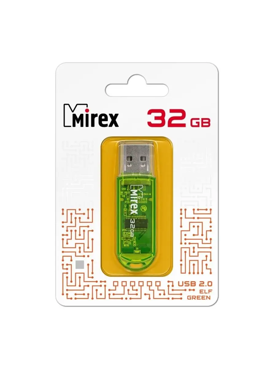 Флеш накопитель Mirex 13600-FMUGRE32 32GB,Elf,USB 2.0,зеленый 13600-FMUGRE32 13600-FMUGRE32