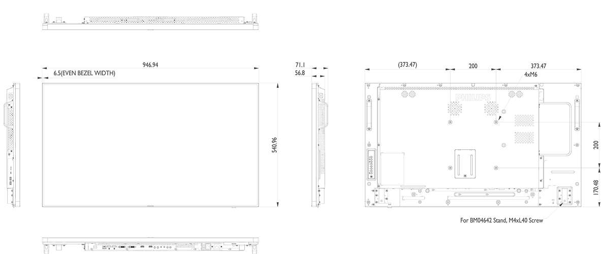 Профессиональная панель Philips 42BDL5057P/00 42" Edge LED powered by Android, 700 cd/m?, Octacore Cortex A53 1.5GHz, Mem. 2Gb, Storage 16Gb, HTML5 browser, mPCIe, play from internal memory, CMND (Control & Create), VESA 200x200/M6 42BDL5057P/00 42BDL5057P/00