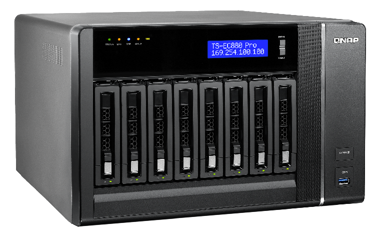 Сетевой RAID-накопитель QNAP 8 отсеков для HDD, ECC-память. Intel Xeon E3-1200 v3 3,4 ГГц, 2ГБ. TS-EC880 Pro TS-EC880 Pro