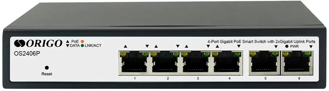 Коммутатор ORIGO L2, 4x1000Base-T PoE, 2 x 1000Base-T, PoE Budget 60W  OS2406P/60W/A1A OS2406P/60W/A1A