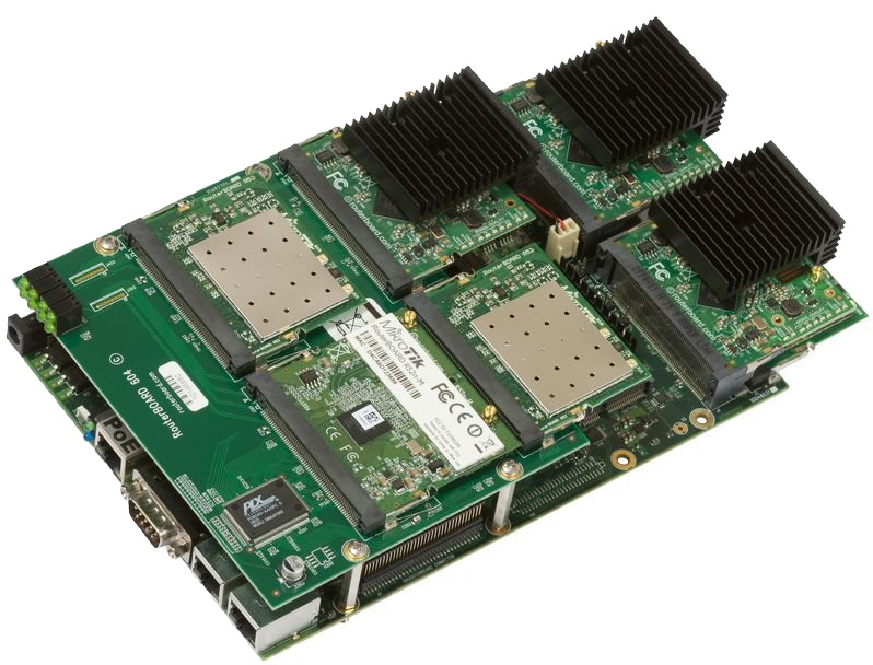 Материнская плата Mikrotik RouterBOARD 800 with MPC8544 800MHz CPU, 256MB RAM, 3 Gbit LAN, 4 MiniPCI, 1 MiniPCI-e slot, RouterOS L6 Repl. partially RBM33G RB800 RB800