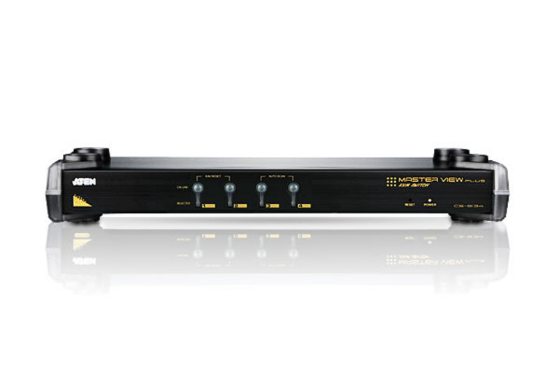 KVM переключатель ATEN VGA/SVGA+KBD+MOUSE, 1> 4 блока/порта PS2, без шнуров, черный CS9134Q9-AT-G CS9134Q9-AT-G