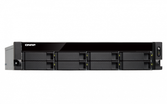 Сетевой RAID-накопитель QNAP 8xHDD, 2x10 GbE SFP+, 2 слота M.2 SSD, 19", 2 блока питания. AMD RX-421ND 2,1 ГГц (до 3,4 ГГц ), 16 ГБ TS-873U-RP-16G TS-873U-RP-16G