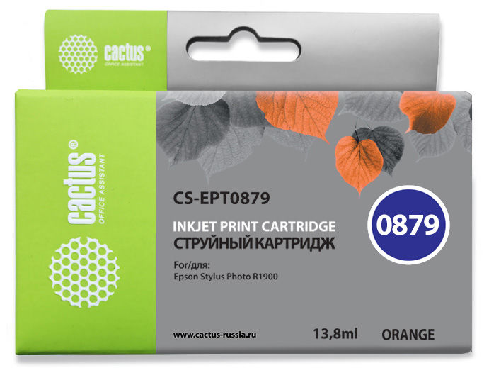 Картридж Cactus струйный CS-EPT0879 оранжевый для Epson Stylus Photo R1900 (13.8мл) CS-EPT0879 CS-EPT0879