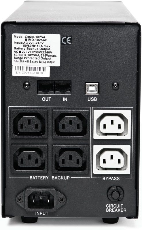 Источник бесперебойного питания Powercom Imperial UTP, line-interactive, 1025VA/615W, RJ-45, RJ-11, USB, Hot Swap, LED, 6хIEC320 IMD-1025AP IMD-1025AP