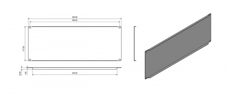 Hyperline BPV-4-RAL9005 Фальш-панель на 4U, цвет черный (RAL 9005) BPV-4-RAL9005