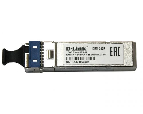 Модуль оптический D-Link 1000 Base-BX-U Single-mode 3KM WDM SFP Tranceiver, support 3.3 V power, SC conntctor  330R/3KM/A1A 330R/3KM/A1A