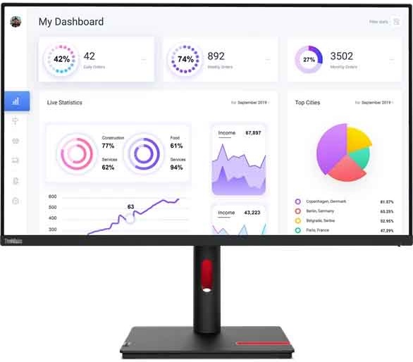 Монитор Lenovo ThinkVision T32P-30 31,5" 3840х2160, 16:9, IPS, 4ms, 1000:1, 350cd/m2, 178°/178°, HDMI, DP, RJ-45, USB, USB Type-C, черный 63D2GAT1EU 63D2GAT1EU