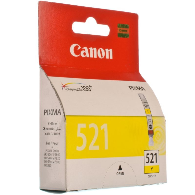 Картридж струйный Canon CLI-521Y желтый для Canon iP3600/ 4600/4700/MP540/550/560/620/630/640/980/990/MX860 (2936B004) 2936B004