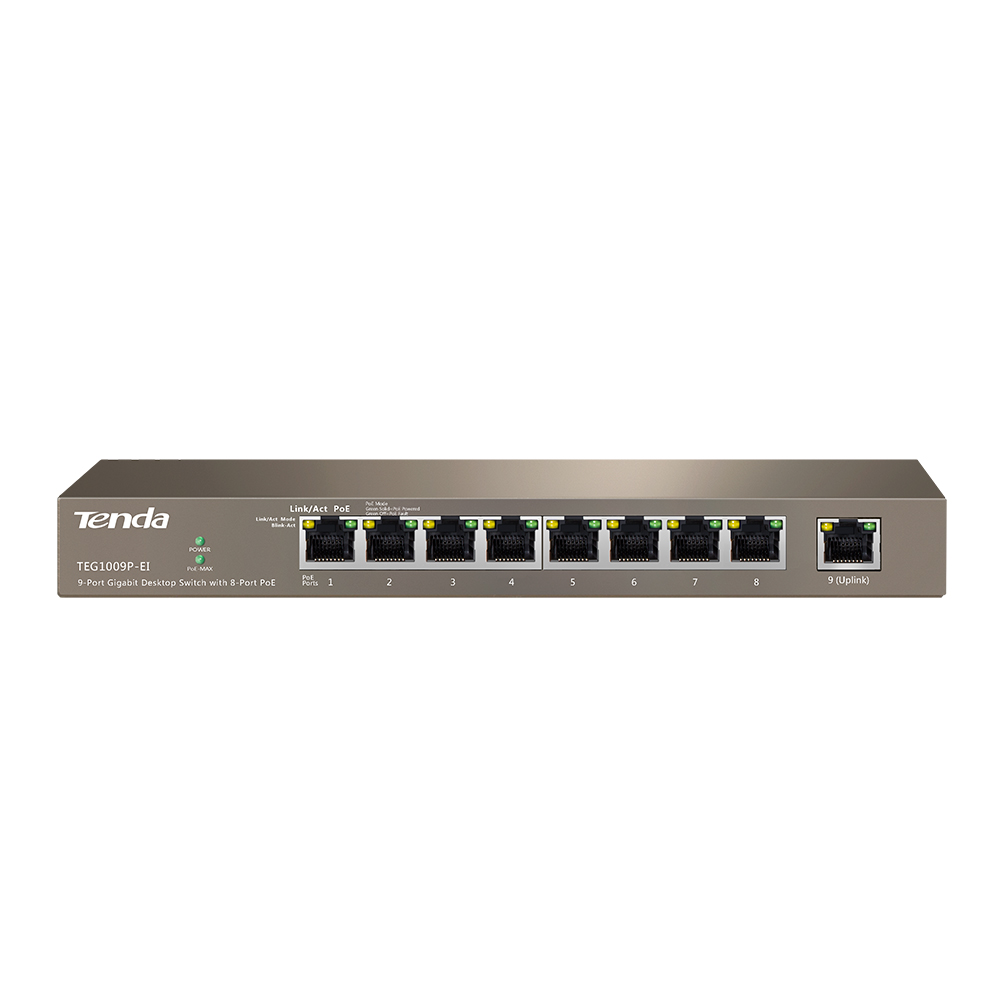 Коммутатор Tenda  9-Port Gigabit Desktop Switch with 8-Port PoE TEG1009P-EI TEG1009P-EI