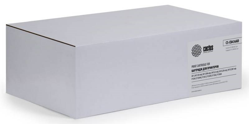 Тонер-картридж Cactus CS-CB436AD черный x2уп. для HP LJ P1505/M1120/M1522 (4000стр.) CS-CB436AD CS-CB436AD